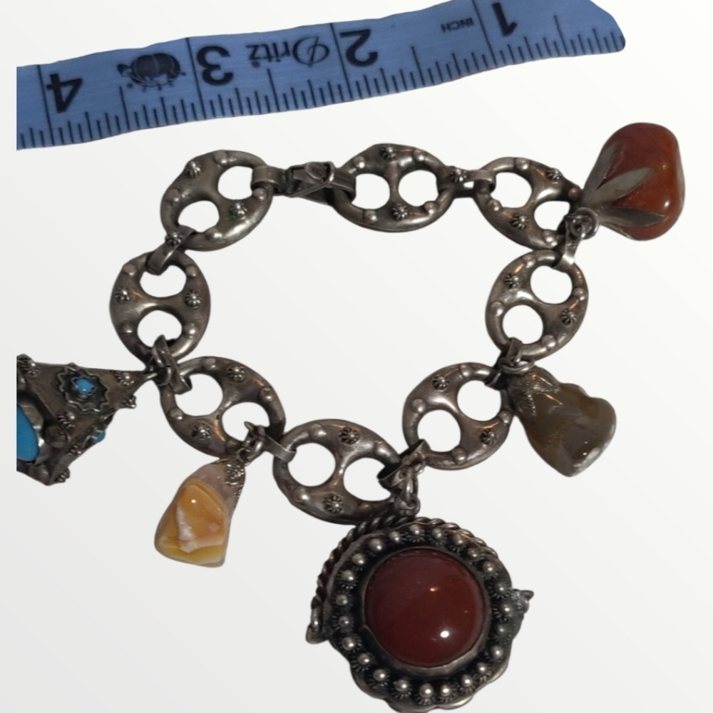 ETRUSCAN Vintage silver MADE ITALY PREOWNED 1800S charm bracelet